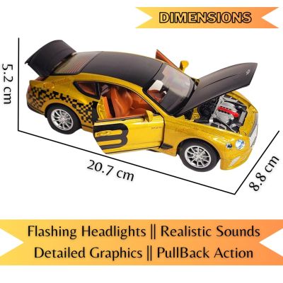 Метален автомобил Bentley Continental GT 370 със звук и светлини 1/24 златист