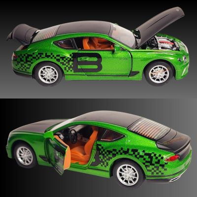 Метален автомобил Bentley Continental GT 370 със звук и светлини 1/24 зелен