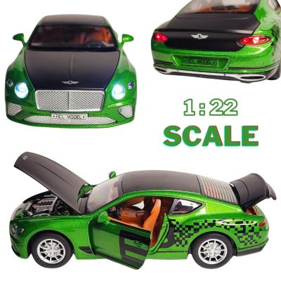 Метален автомобил Bentley Continental GT 370 със звук и светлини 1/24 зелен