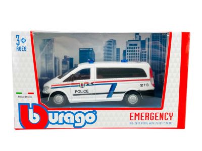 Металeн микробус Mercedes-Benz Vito Police 1:50 Bburago бял