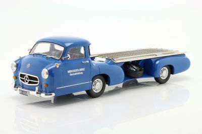 Метална кола Mercedes-Benz Racing Transporter The Blue Wonder 1955 WERK83 W1801701 - 1:18