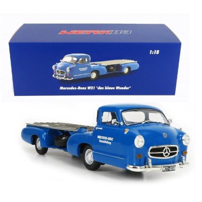 Метална кола Mercedes-Benz Racing Transporter The Blue Wonder 1955 WERK83 W1801701 - 1:18